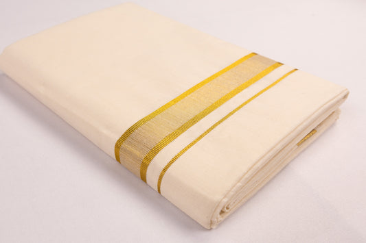 GOLD TRACK BORDER CREAM DOUBLE DHOTHIE - GLD-117C