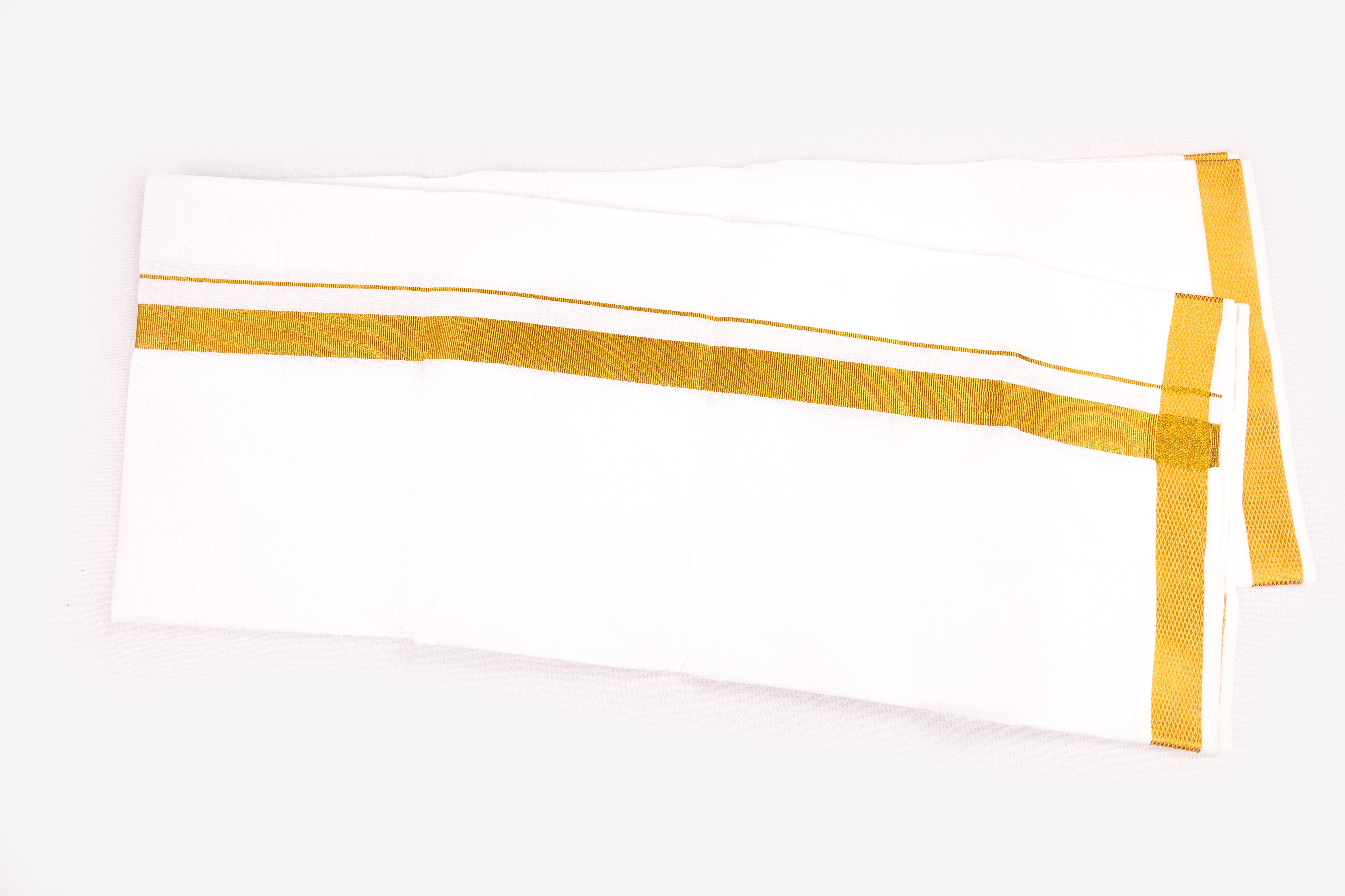 1 INCH GOLD JARI BORDER WHITE DHOTHIE FOR MEN - GLS21