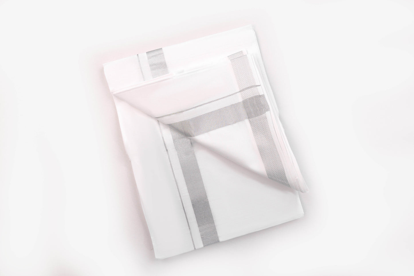 BUY 1 INCH SILVER JARI BORDER WHITE DHOTHIE FOR MEN 