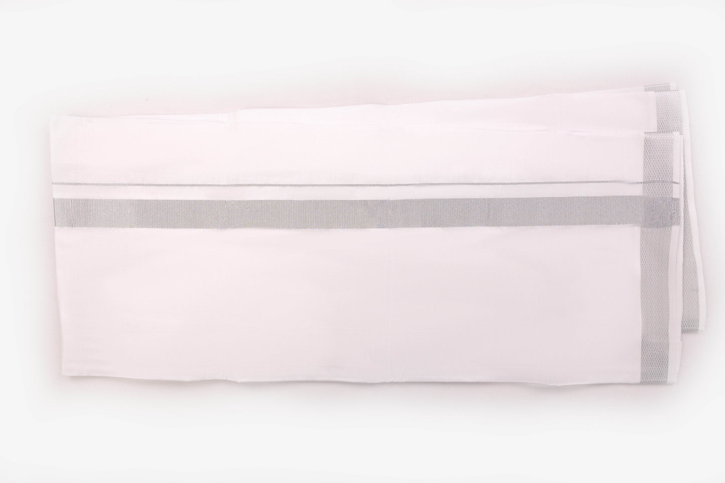 ORDER 1 INCH SILVER JARI BORDER WHITE DHOTHIE FOR MEN 