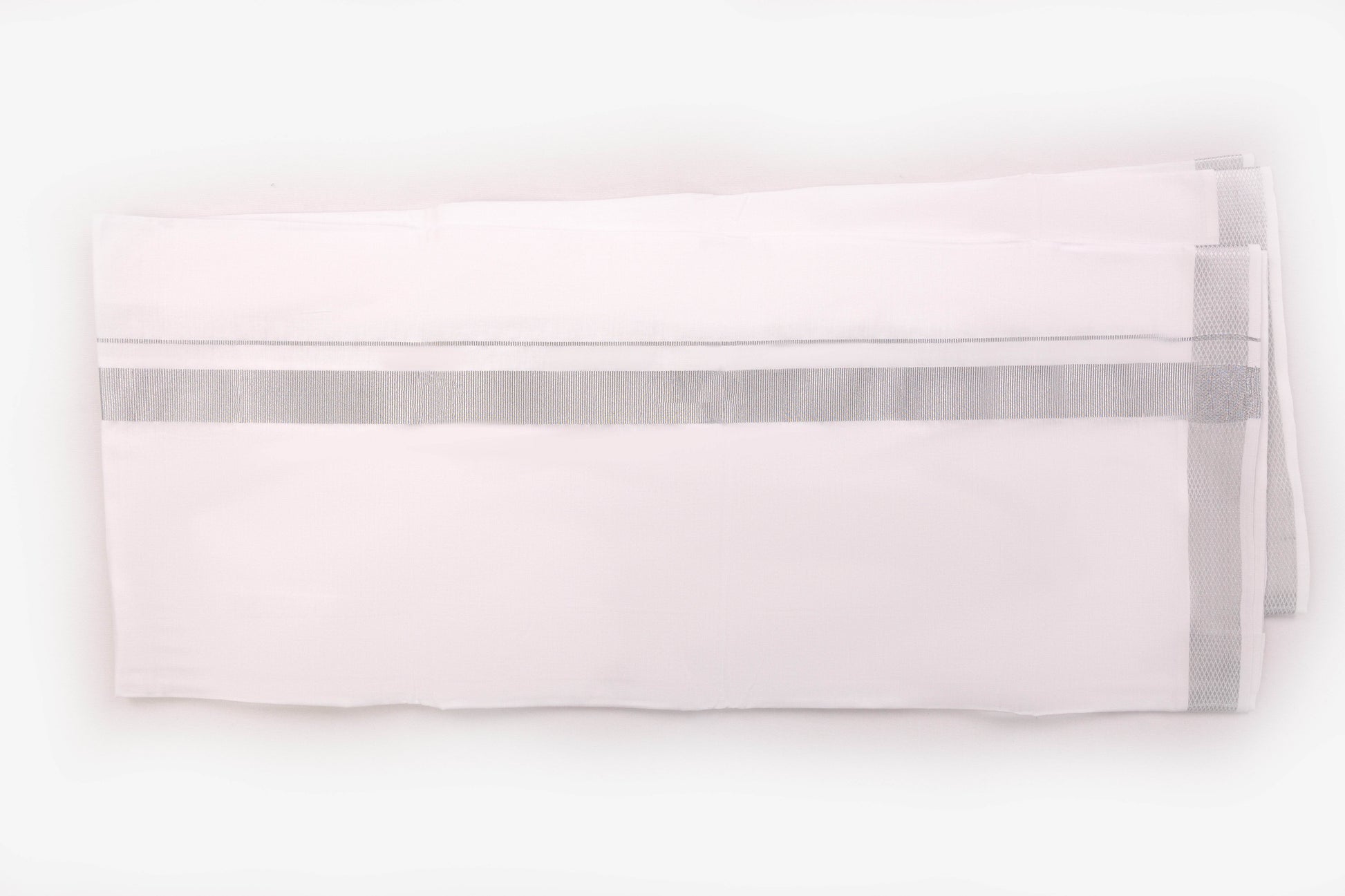 ORDER 1 INCH SILVER JARI BORDER WHITE DHOTHIE FOR MEN 