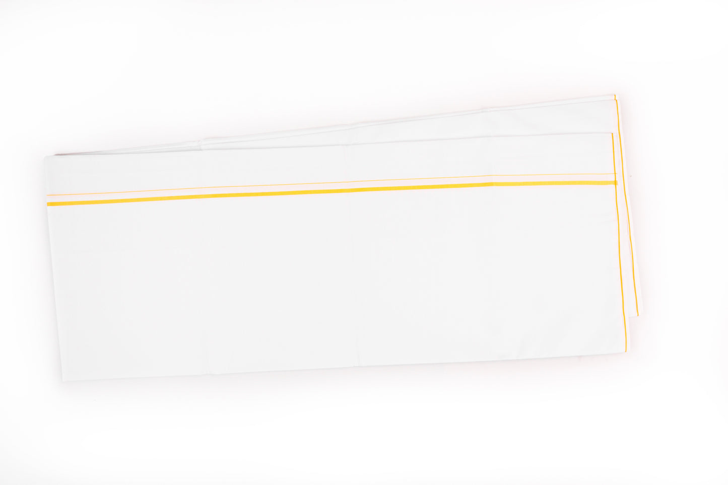 SHOP WHITE SINGLE DHOTHIE SMALL COTTON GOLD BORDER FOR MEN 