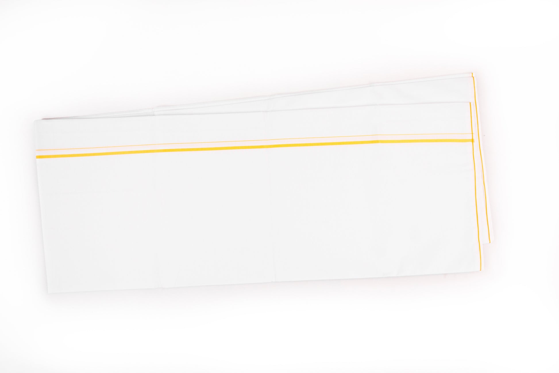 SHOP WHITE SINGLE DHOTHIE SMALL COTTON GOLD BORDER FOR MEN 