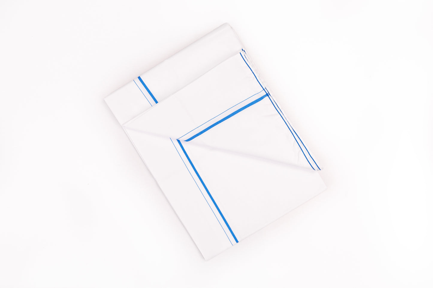 SHOP FANCY BLUE BORDER WHITE SINGLE DHOTI 