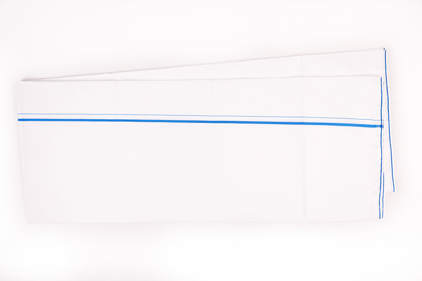 SHOP FANCY BLUE BORDER WHITE SINGLE DHOTI 