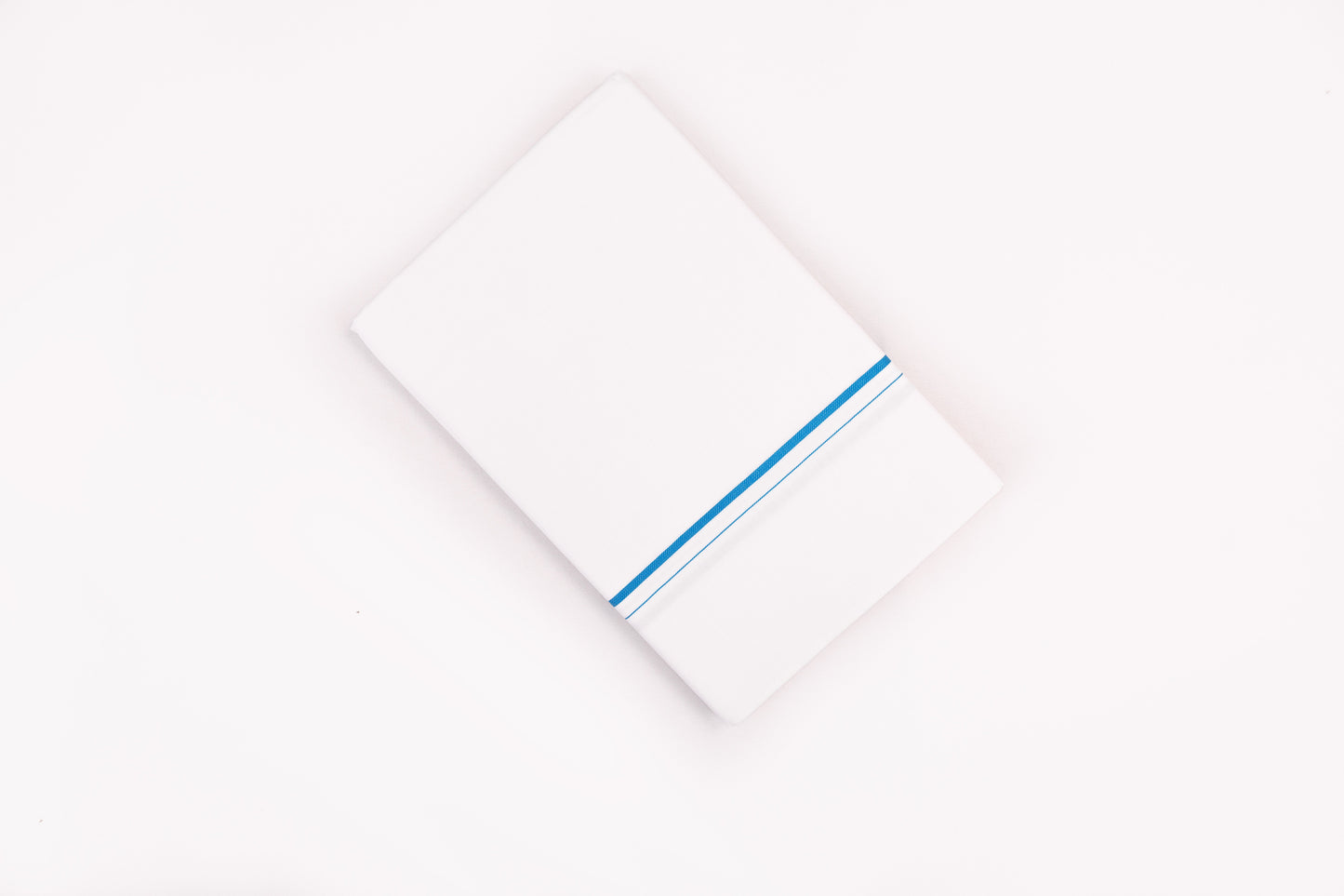 ORDER WHITE SINGLE DHOTHIE SMALL COTTON BLUE BORDER FOR MEN 