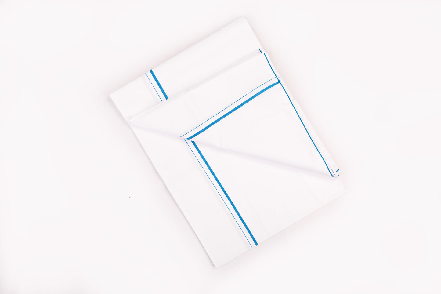 ORDER WHITE SINGLE DHOTHIE SMALL COTTON BLUE BORDER FOR MEN 