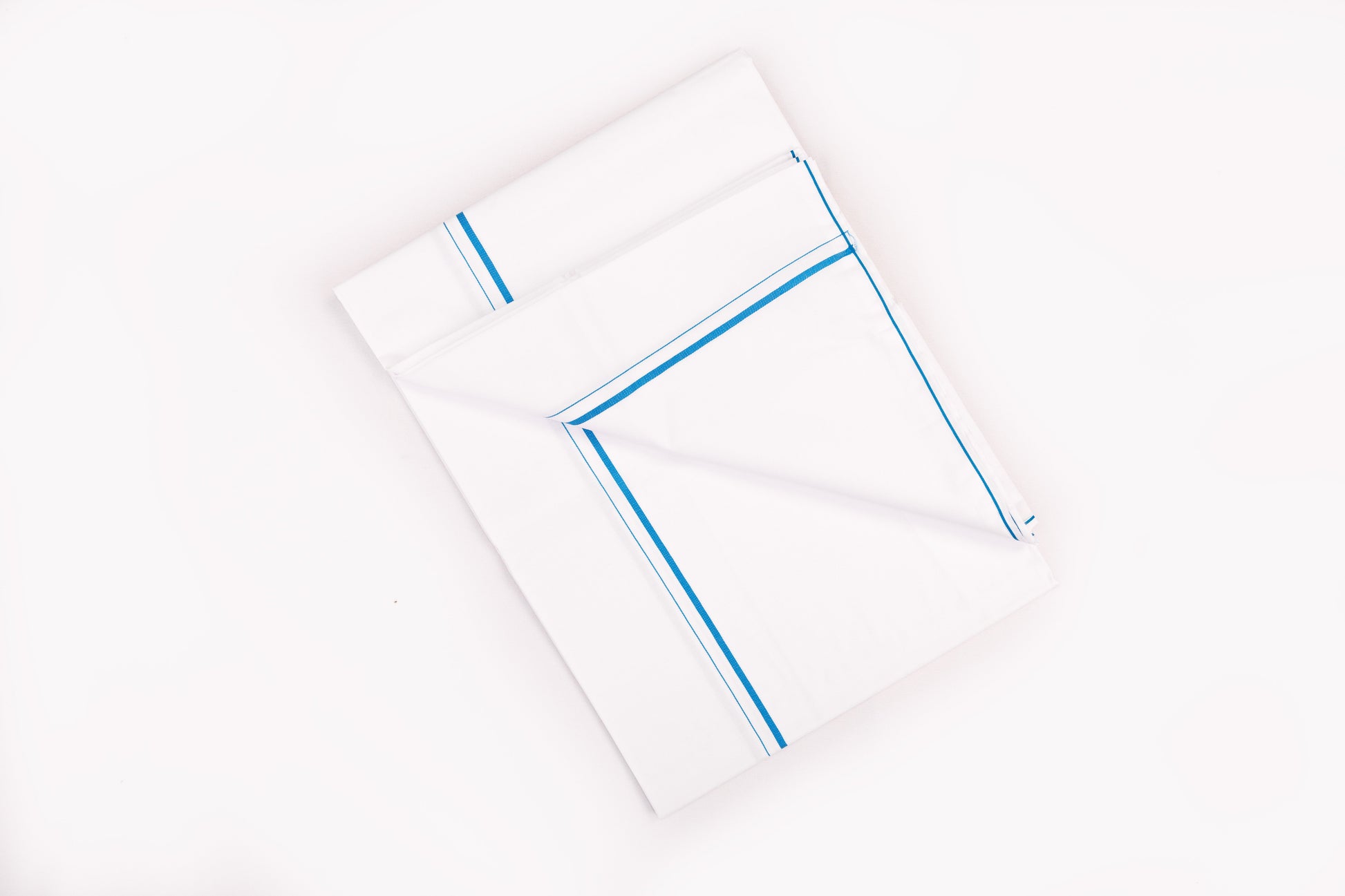 ORDER WHITE SINGLE DHOTHIE SMALL COTTON BLUE BORDER FOR MEN 