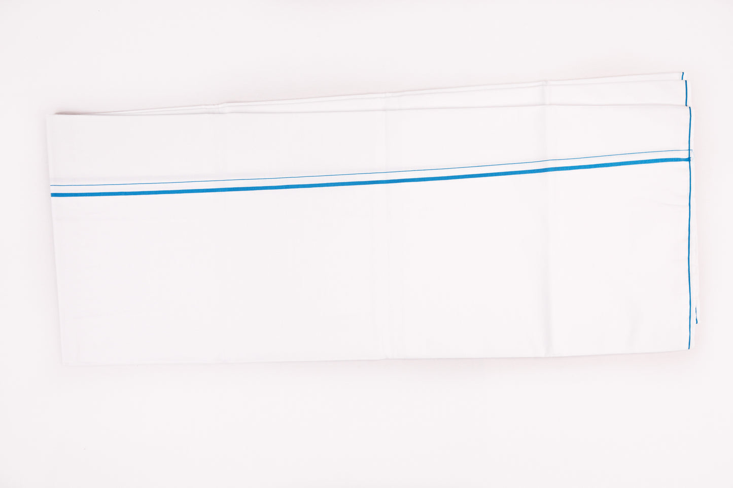 ORDER WHITE SINGLE DHOTHIE SMALL COTTON BLUE BORDER FOR MEN 