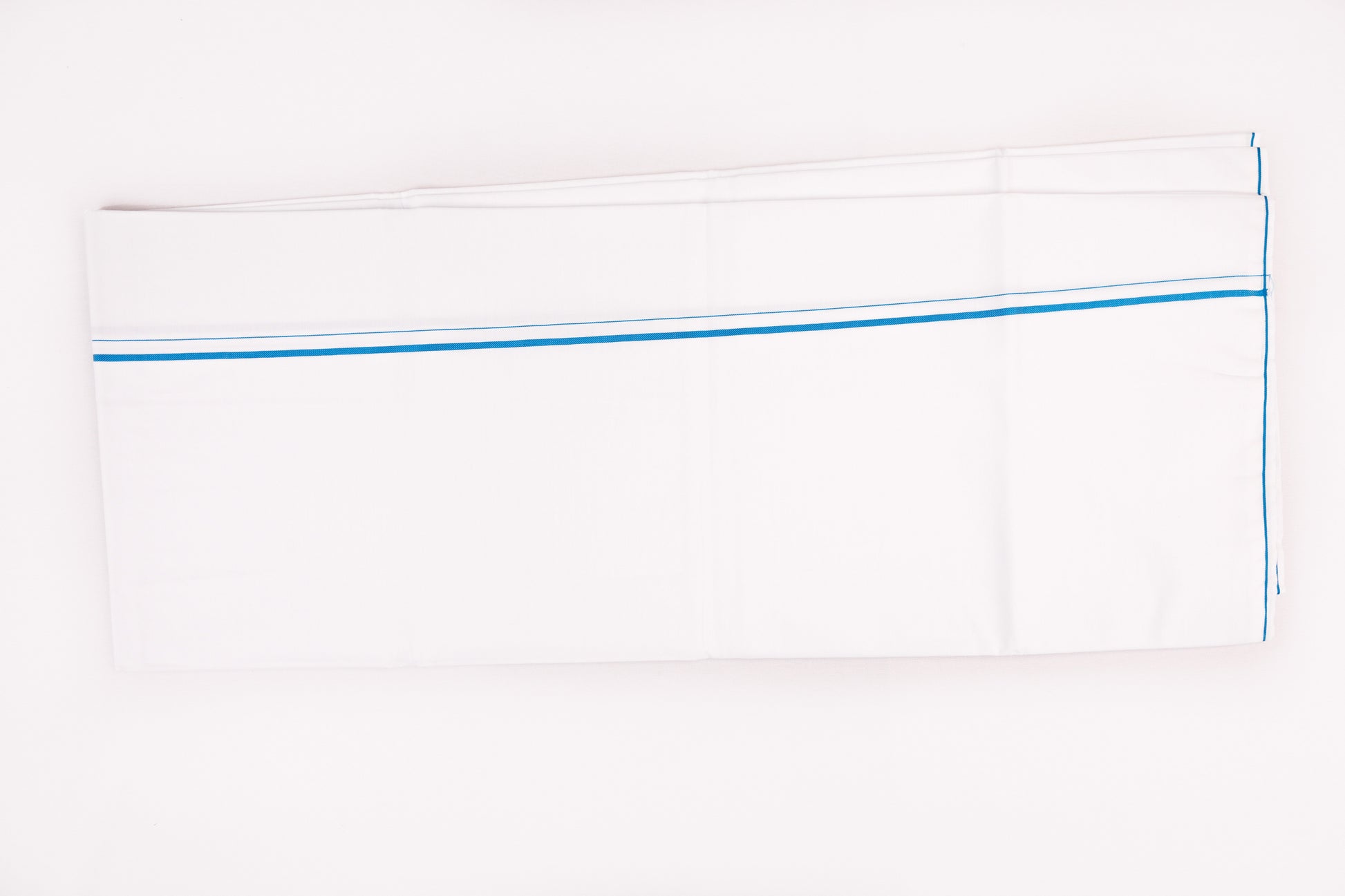 ORDER WHITE SINGLE DHOTHIE SMALL COTTON BLUE BORDER FOR MEN 