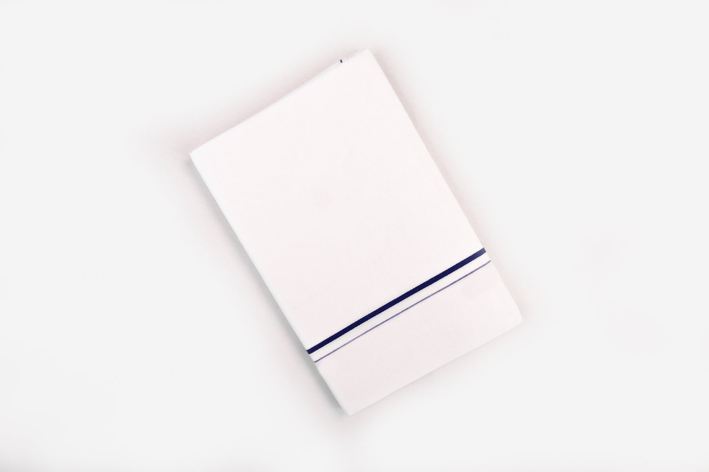 BUY WHITE SINGLE DHOTI SMALL COTTON BLUE BORDER FOR MEN