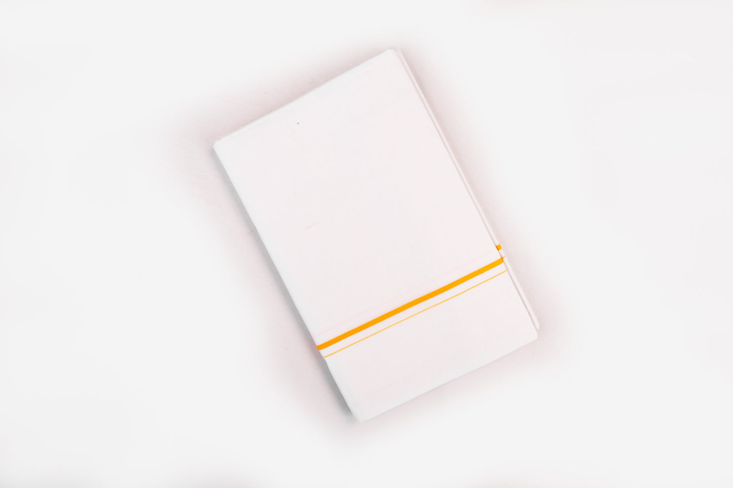 WHITE SINGLE DHOTI SMALL COTTON GOLD BORDER FOR MEN