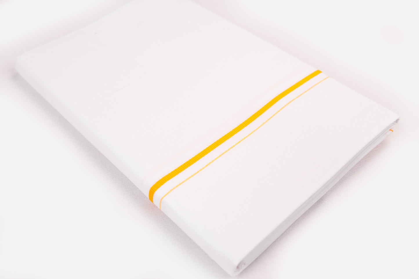 WHITE SINGLE DHOTI SMALL COTTON GOLD BORDER FOR MEN