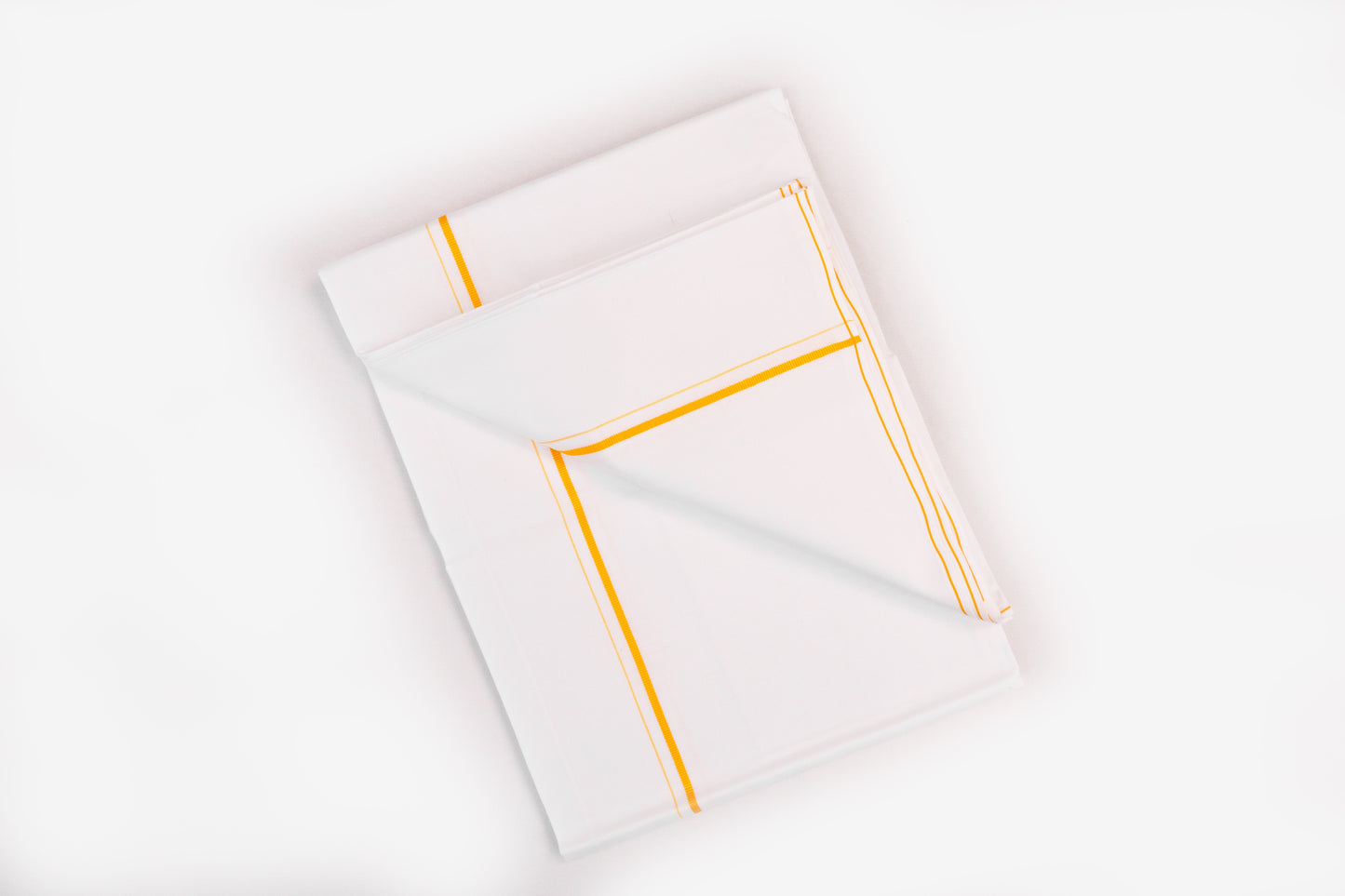 WHITE SINGLE DHOTI SMALL COTTON GOLD BORDER FOR MEN