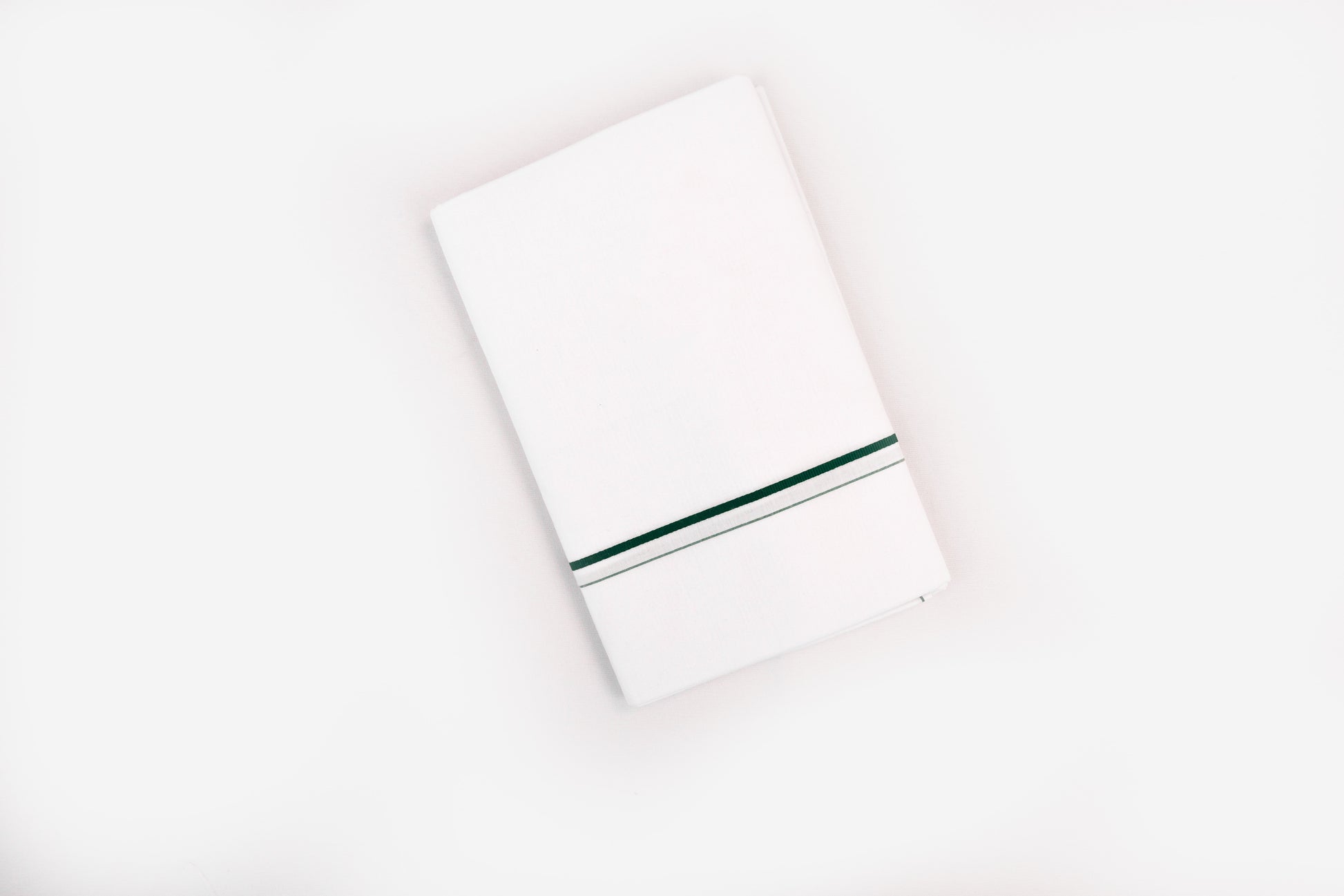 BUY WHITE SINGLE DHOTI SMALL COTTON GREEN BORDER FOR MEN