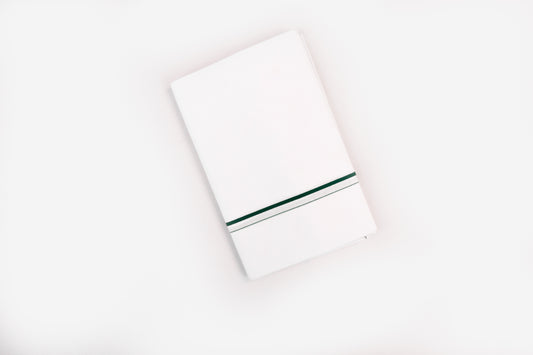 BUY WHITE SINGLE DHOTI SMALL COTTON GREEN BORDER FOR MEN