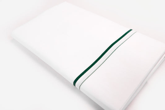 WHITE SINGLE DHOTI SMALL COTTON GREEN BORDER FOR MEN