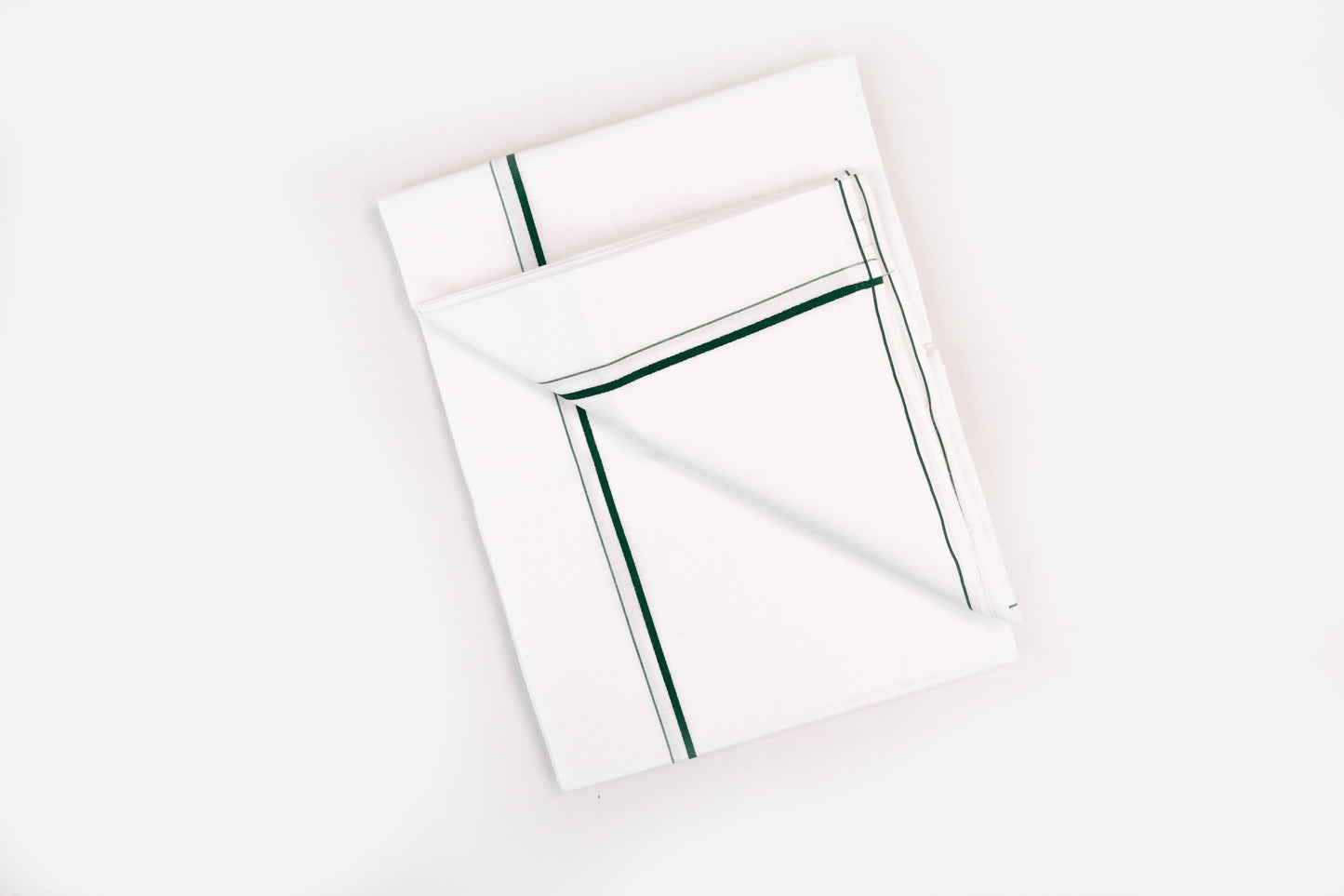 SHOW WHITE SINGLE DHOTI SMALL COTTON GREEN BORDER FOR MEN