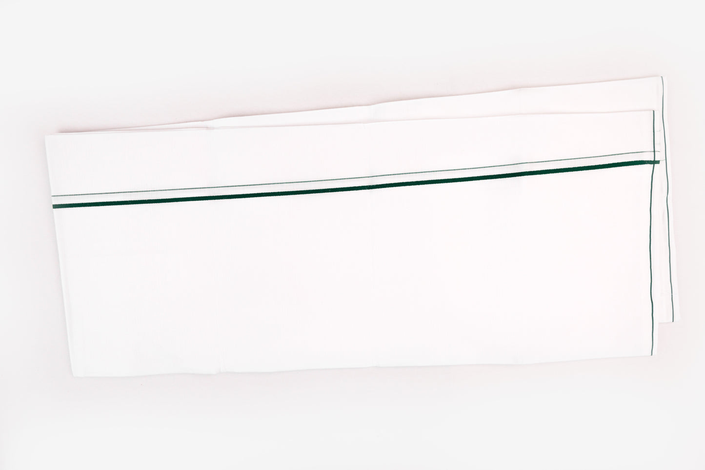 ORDER NOW WHITE SINGLE DHOTI SMALL COTTON GREEN BORDER FOR MEN