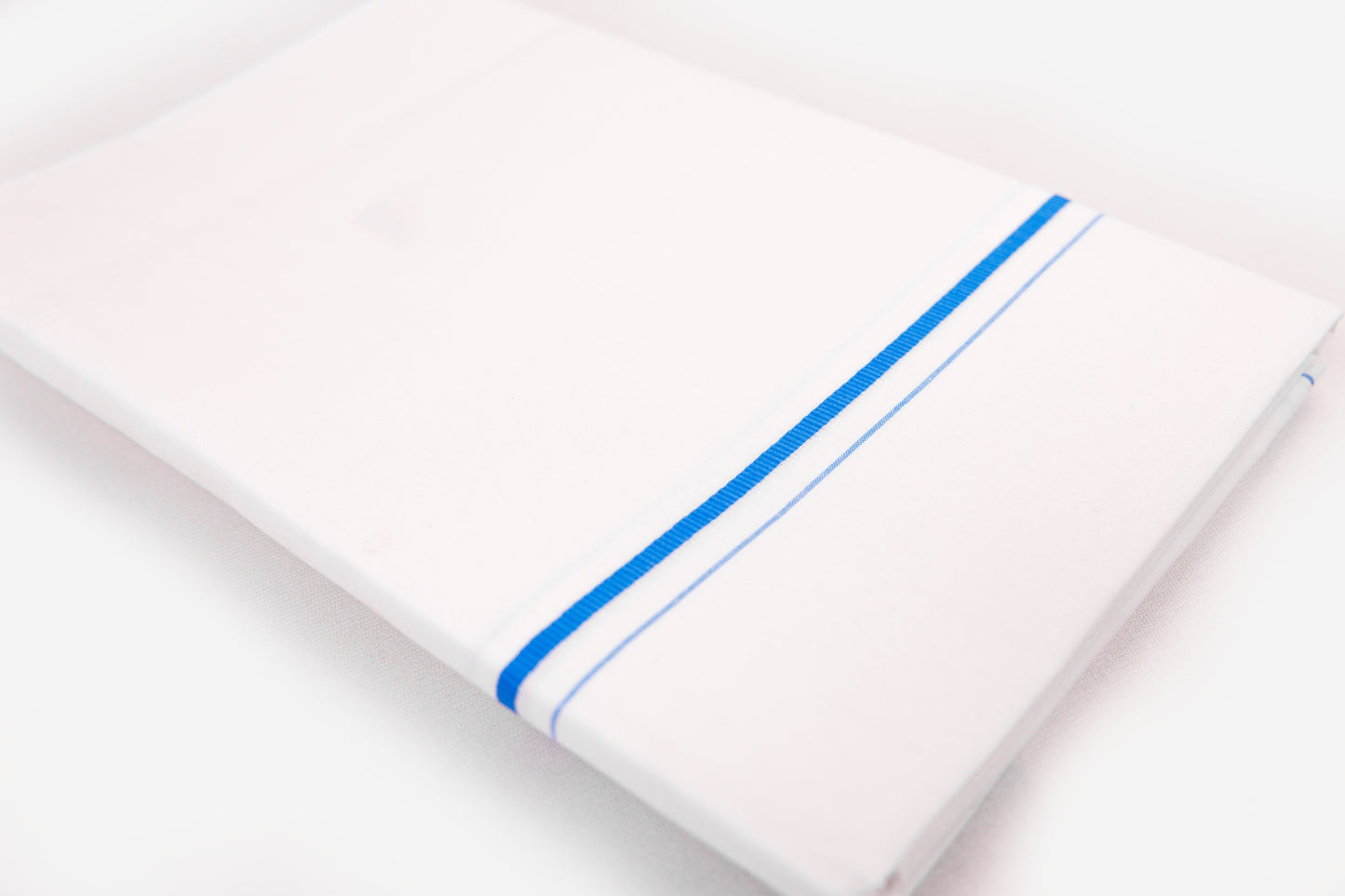 WHITE SINGLE DHOTI SMALL COTTON BLUE BORDER FOR MEN