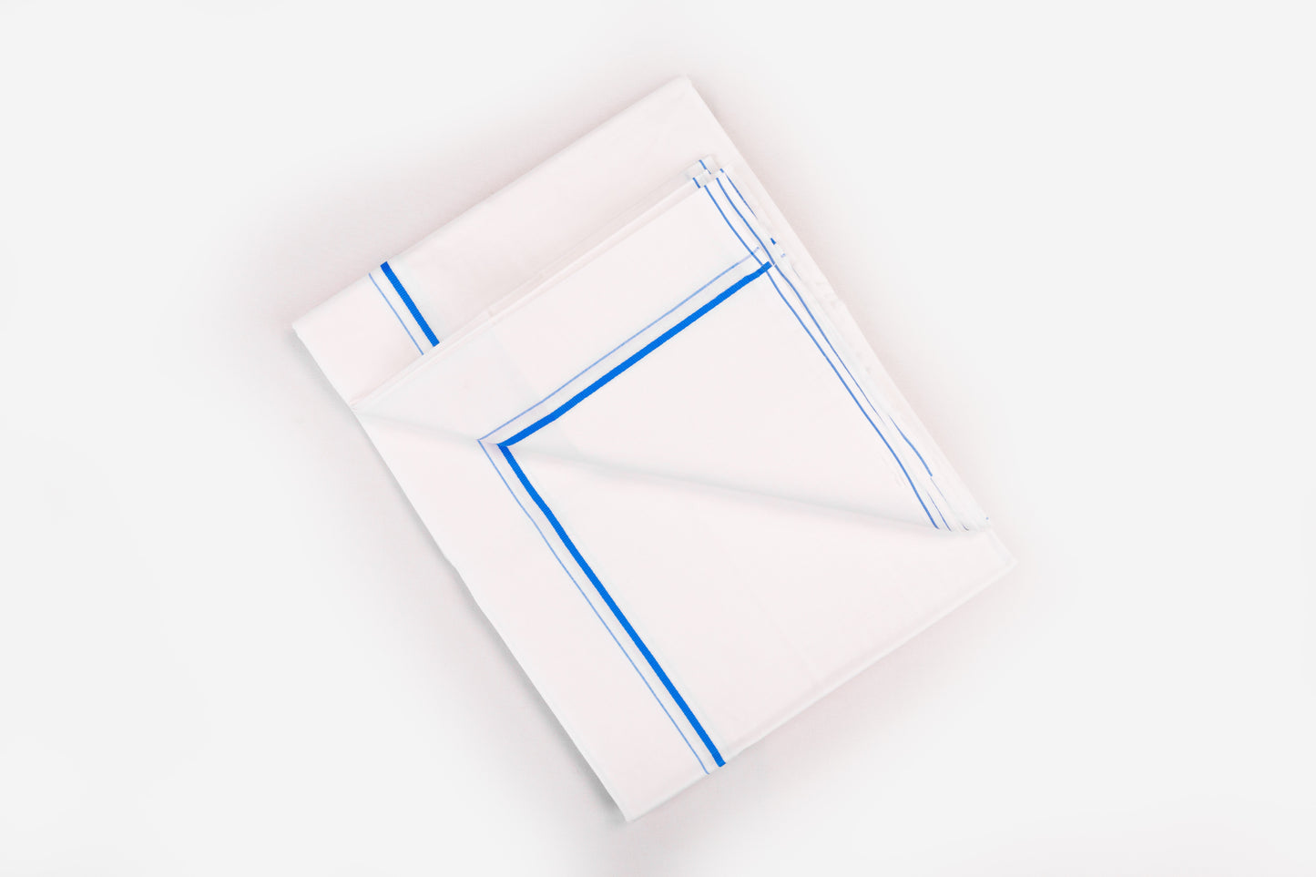 SHOP WHITE SINGLE DHOTI SMALL COTTON BLUE BORDER FOR MEN