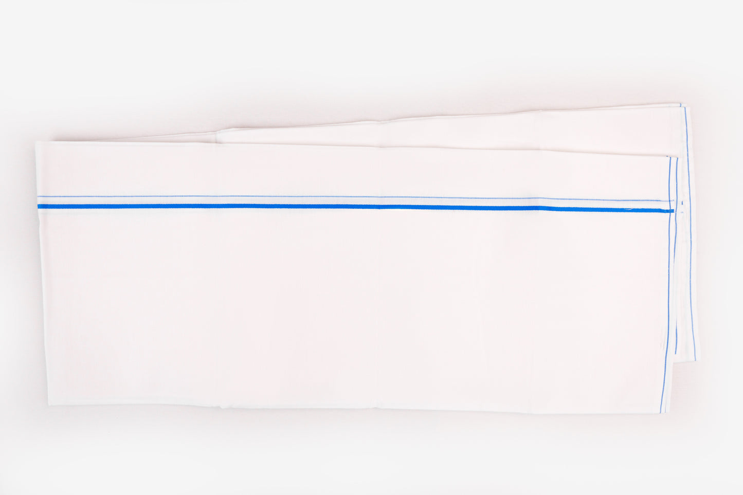 BUY WHITE SINGLE DHOTI SMALL COTTON BLUE BORDER FOR MEN