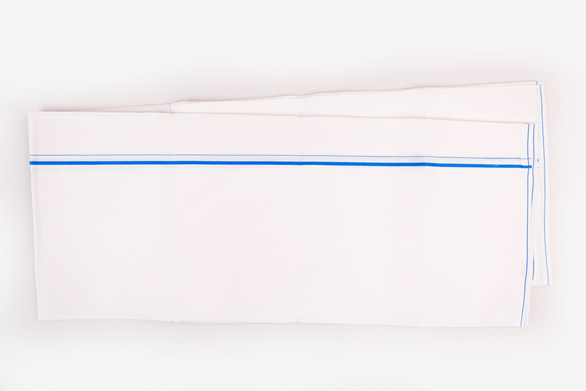 BUY WHITE SINGLE DHOTI SMALL COTTON BLUE BORDER FOR MEN