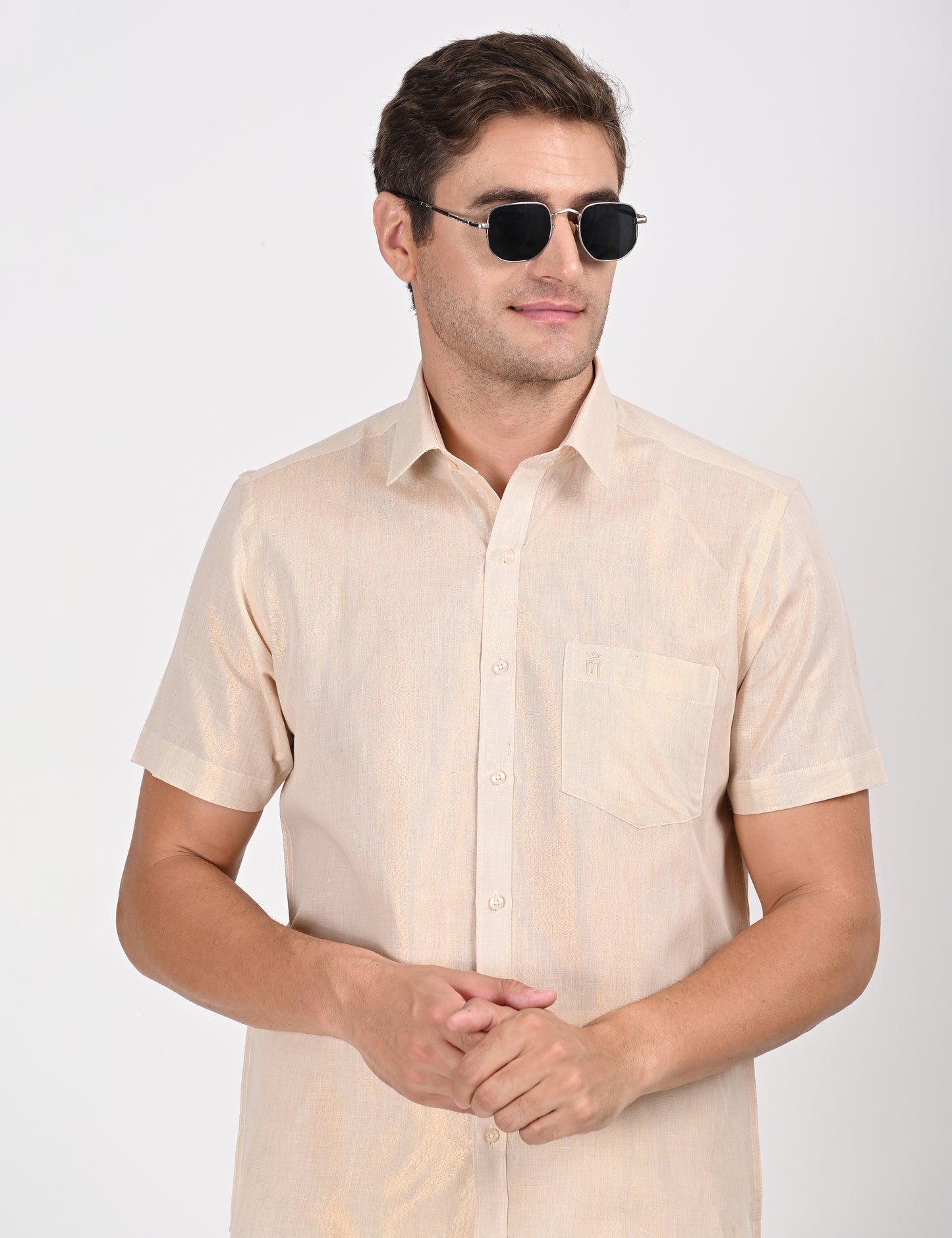 GOLD MATCHING SINGLE DHOTI SET HALF SLEEVE - 60001