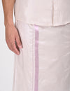 Detailed view of the dhoti from the rose matching single dhoti set, highlighting the elegant border design and smooth fabric texture.