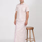 Full view of the rose matching single dhoti set with half sleeve shirt, styled for cultural events and formal gatherings.