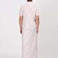 Back view of the rose matching single dhoti set, showcasing the smooth fabric and well-fitted half sleeve shirt for a refined look.