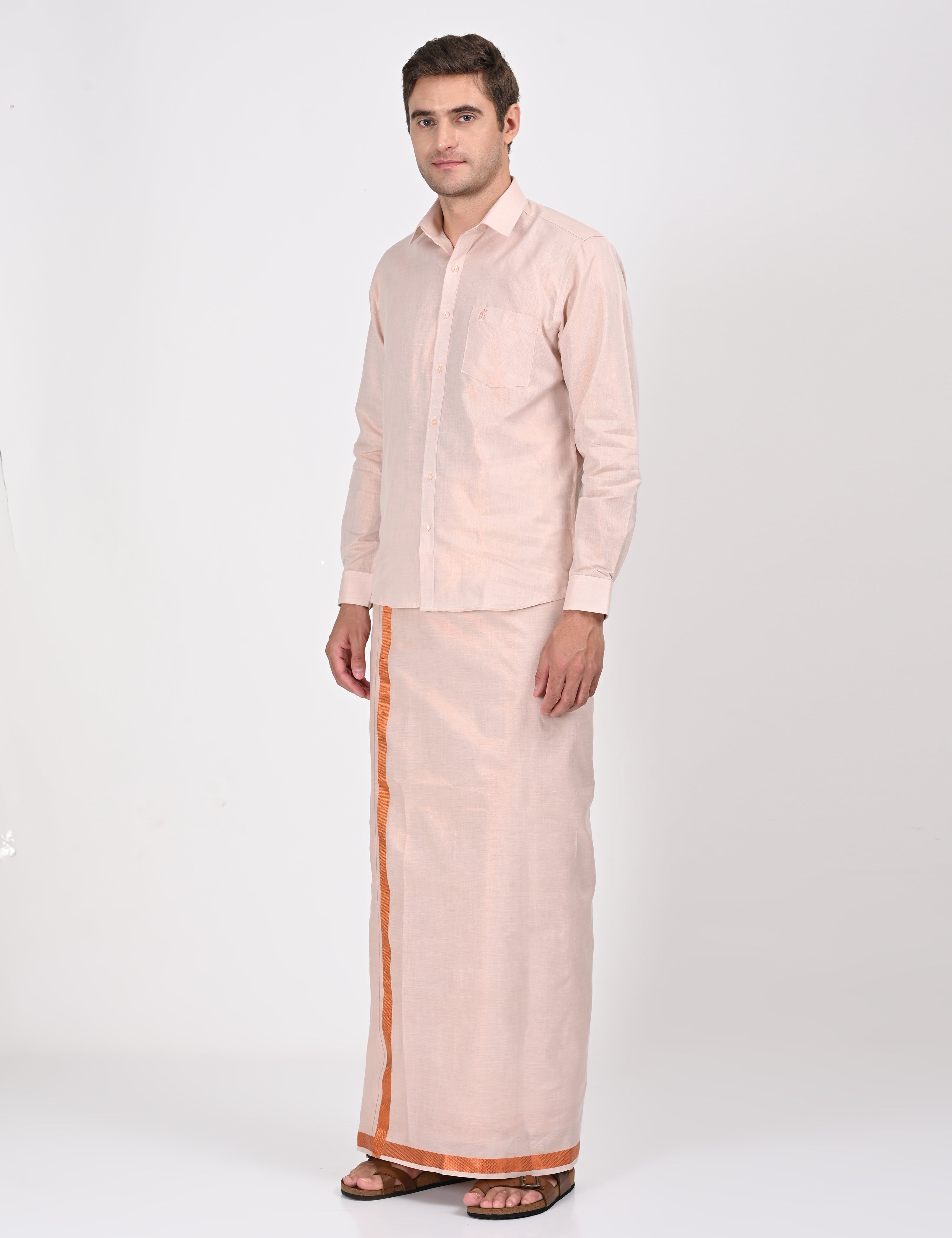 COPPER MATCHING SINGLE DHOTI SET FULL SLEEVE - 60003