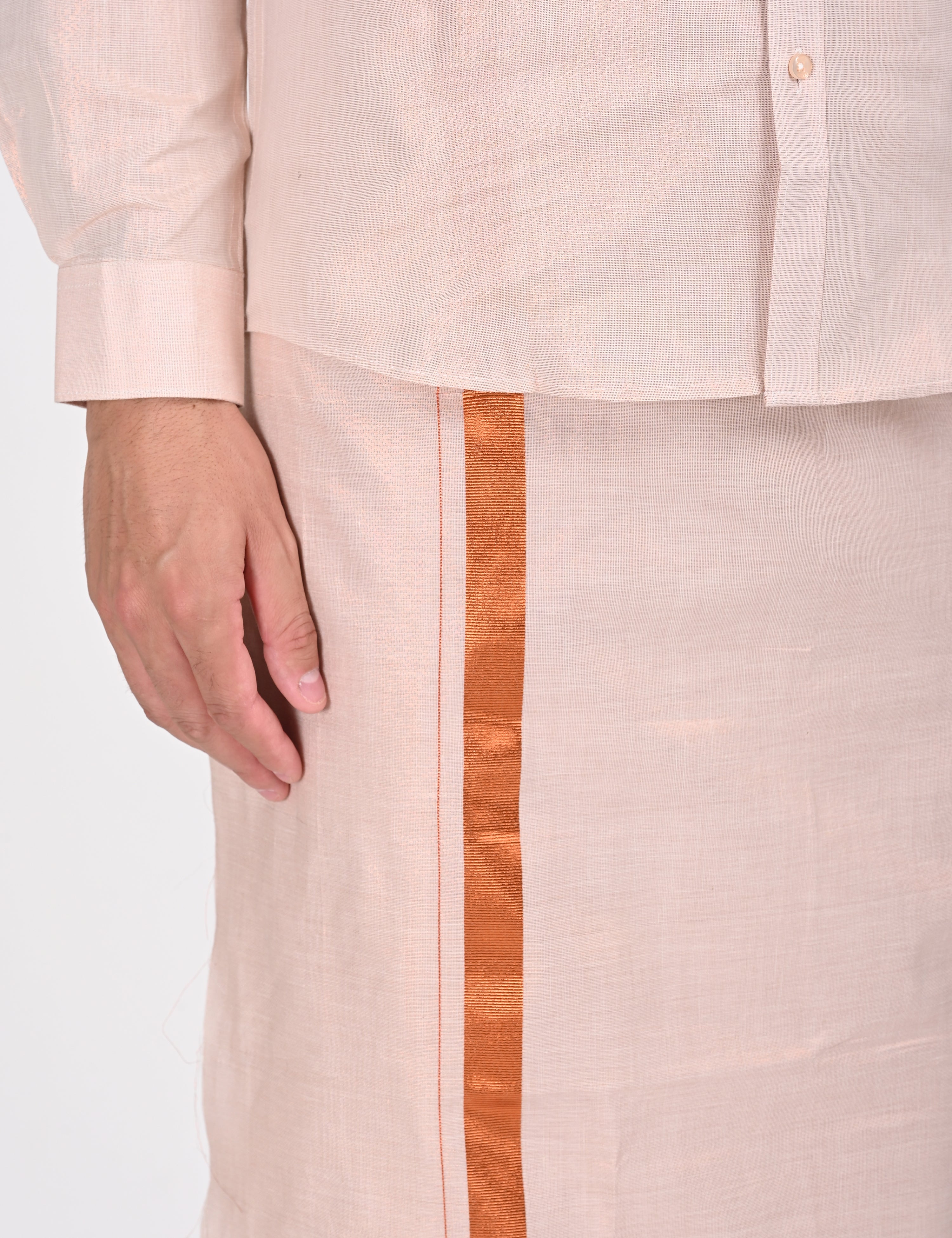 COPPER MATCHING SINGLE DHOTI SET FULL SLEEVE - 60003