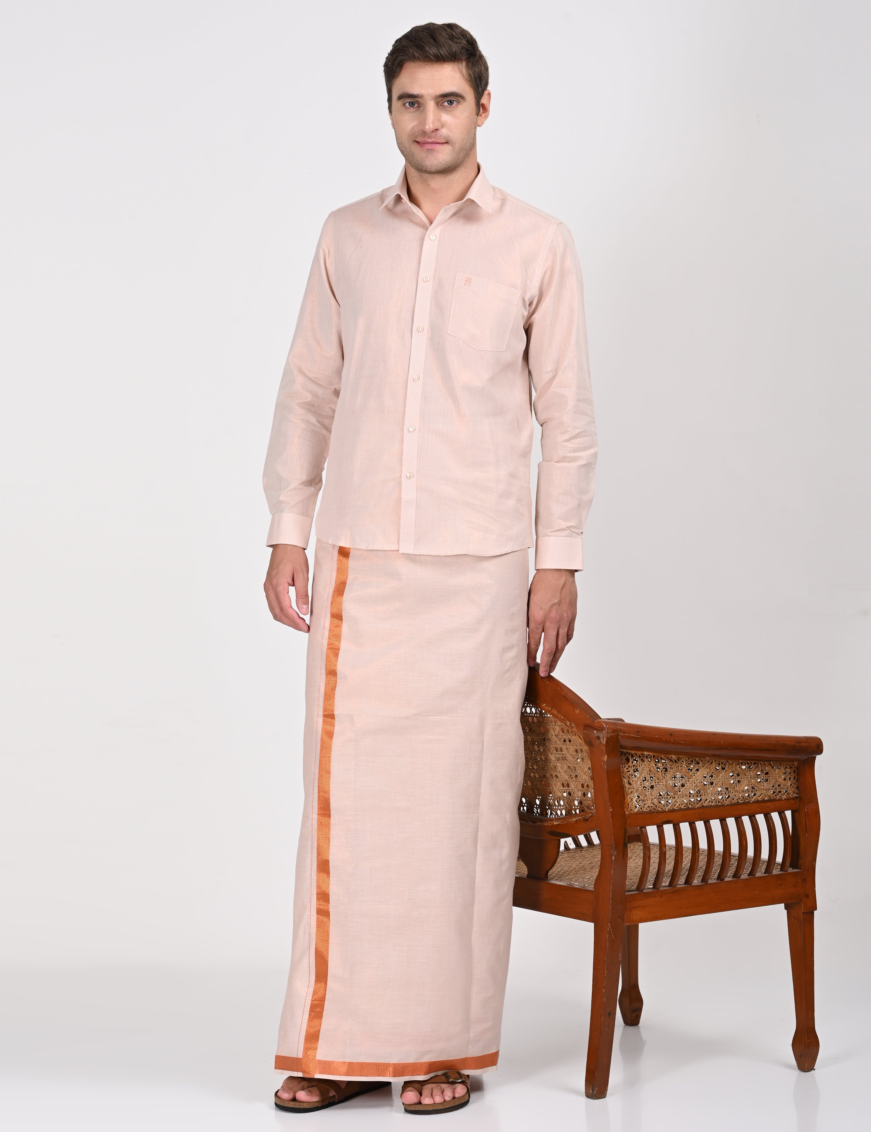 COPPER MATCHING SINGLE DHOTI SET FULL SLEEVE - 60003