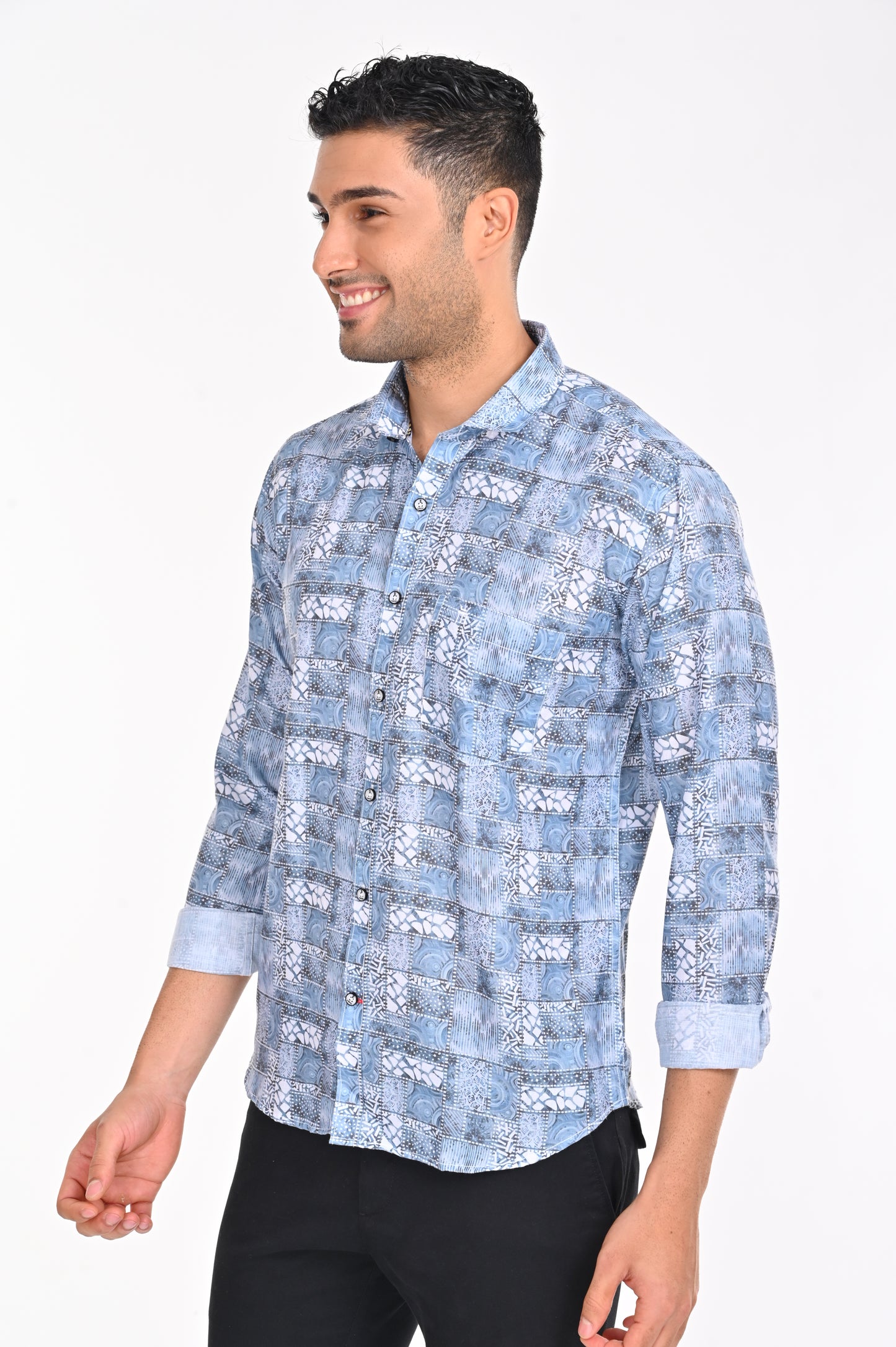 NEWSMAKER SLIMFIT FULL SLEEVE BRIGHT BLUE SHIRT