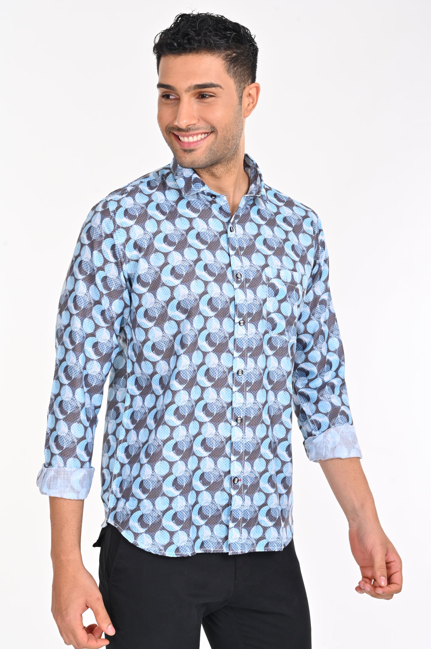 BUY NEWSMAKER SLIMFIT FULL SLEEVE SKY BLUE SHIRT ONLINE