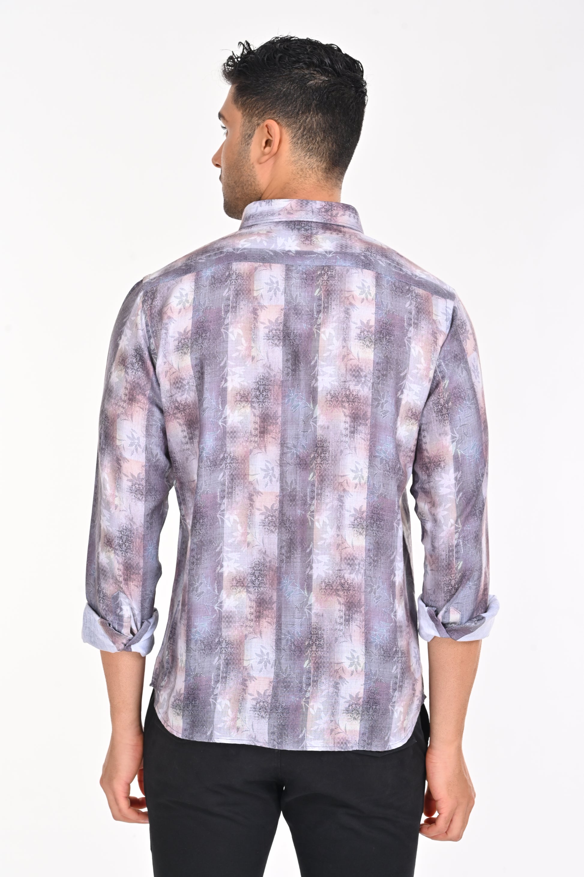 SHOP NEWSMAKER SLIMFIT FULL SLEEVE CREAM BLUE MEN SHIRT