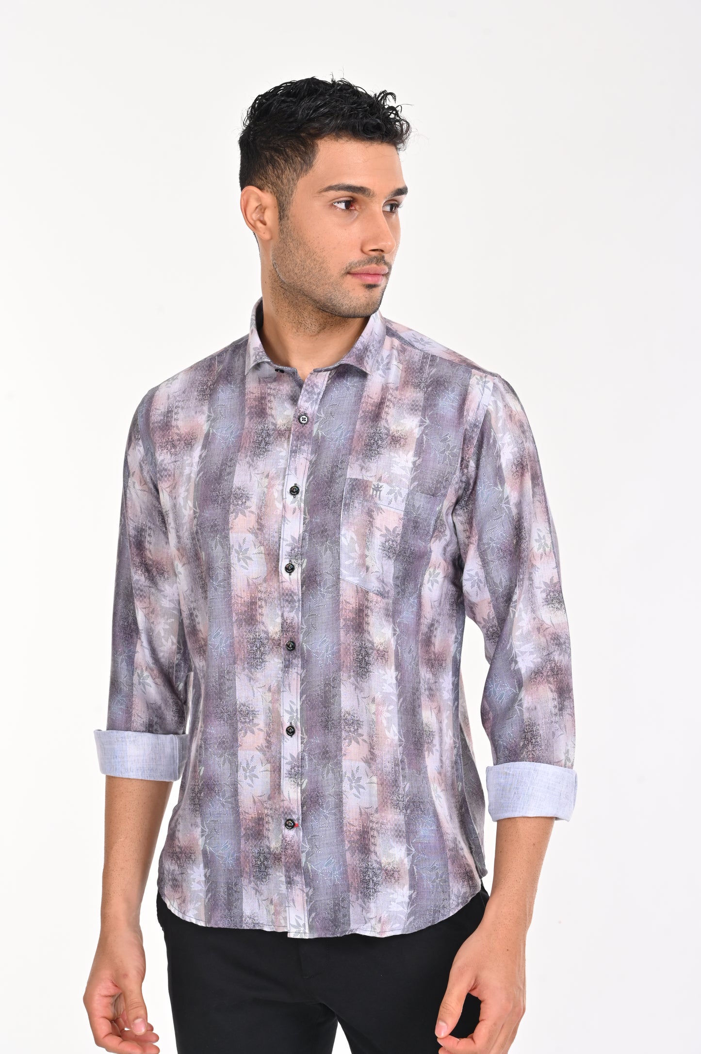 BUY NEWSMAKER SLIMFIT FULL SLEEVE CREAM BLUE MEN SHIRT ONLINE