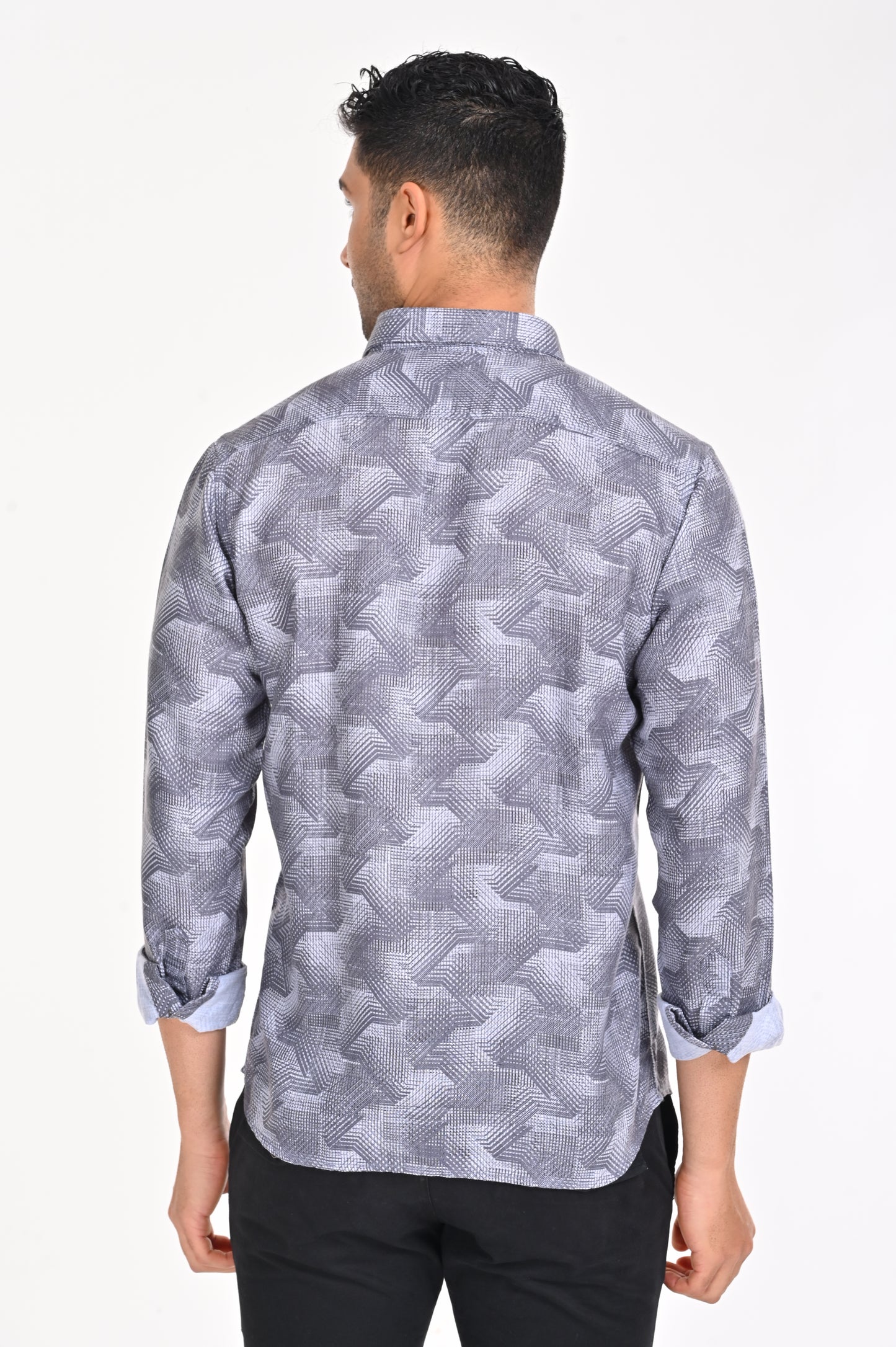 BUY NEWSMAKER SLIMFIT FULL SLEEVE GREY & WHITE MEN SHIRT ONLINE