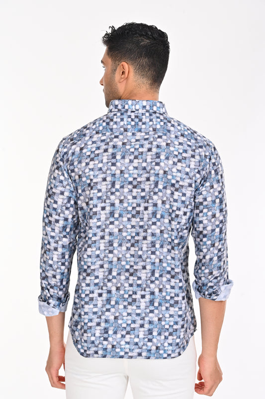 Shop NEWSMAKER SLIMFIT FULL SLEEVE DARK BLUE SHIRT