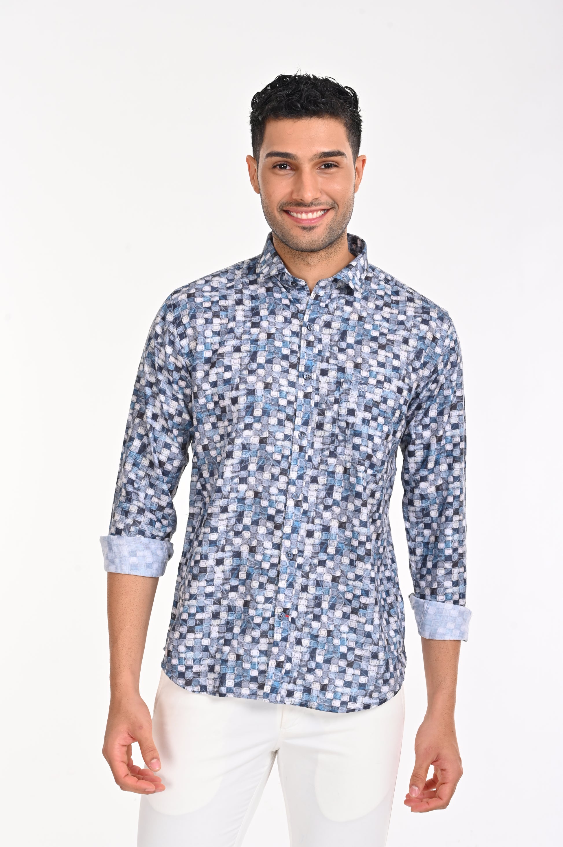 NEWSMAKER SLIMFIT FULL SLEEVE DARK BLUE SHIRT