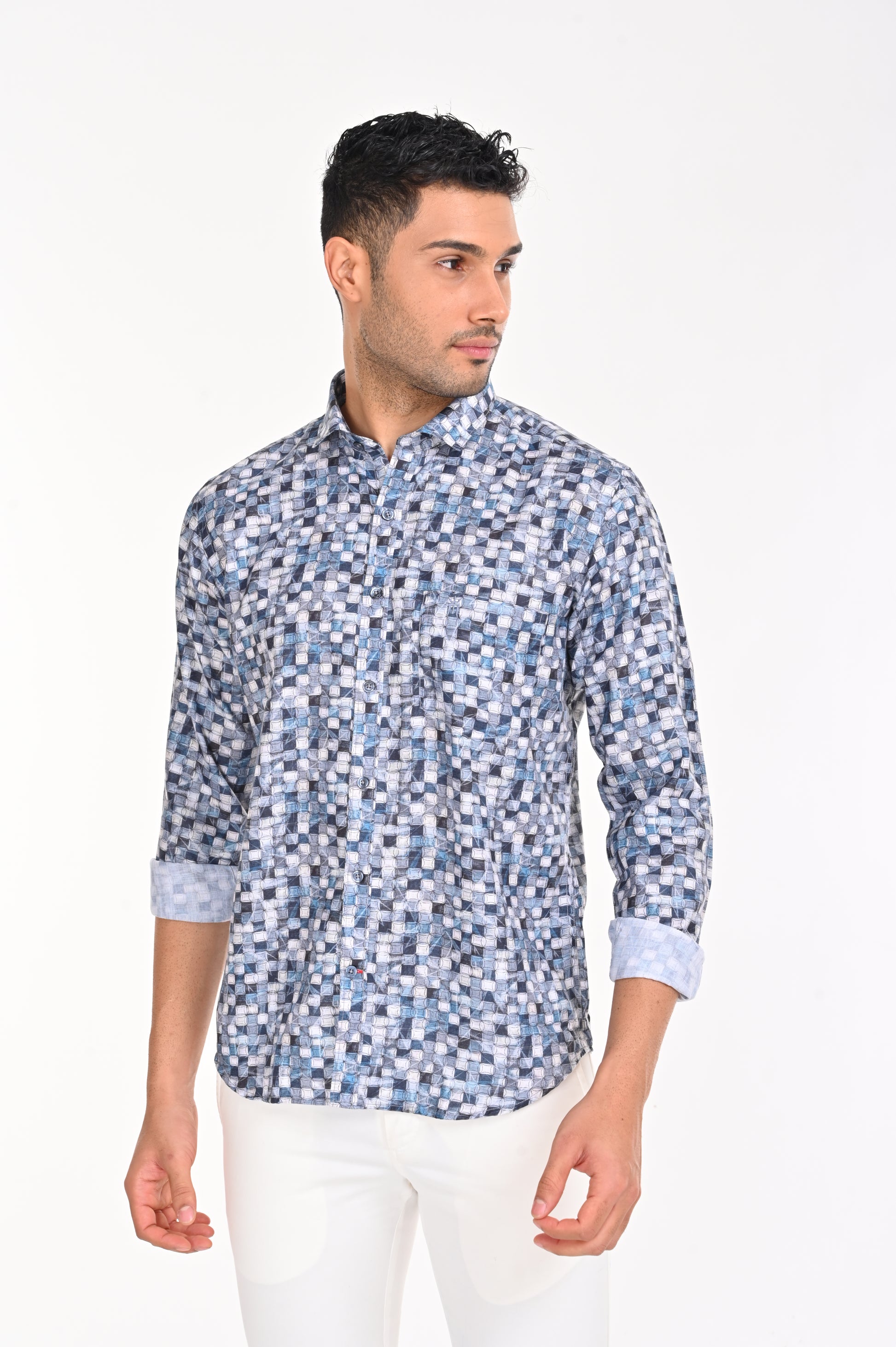 ORDER NEWSMAKER SLIMFIT FULL SLEEVE DARK BLUE SHIRT