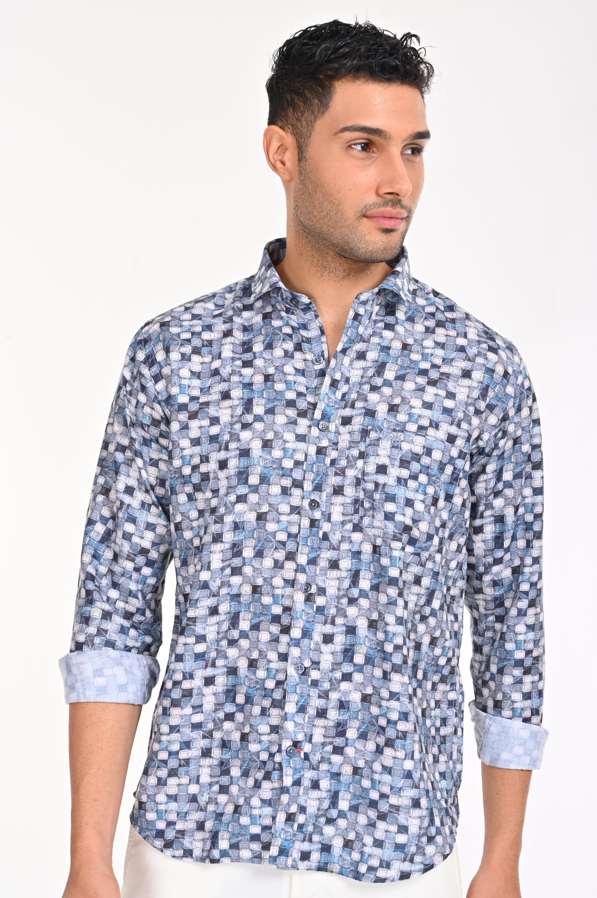 Buy NEWSMAKER SLIMFIT FULL SLEEVE DARK BLUE SHIRT