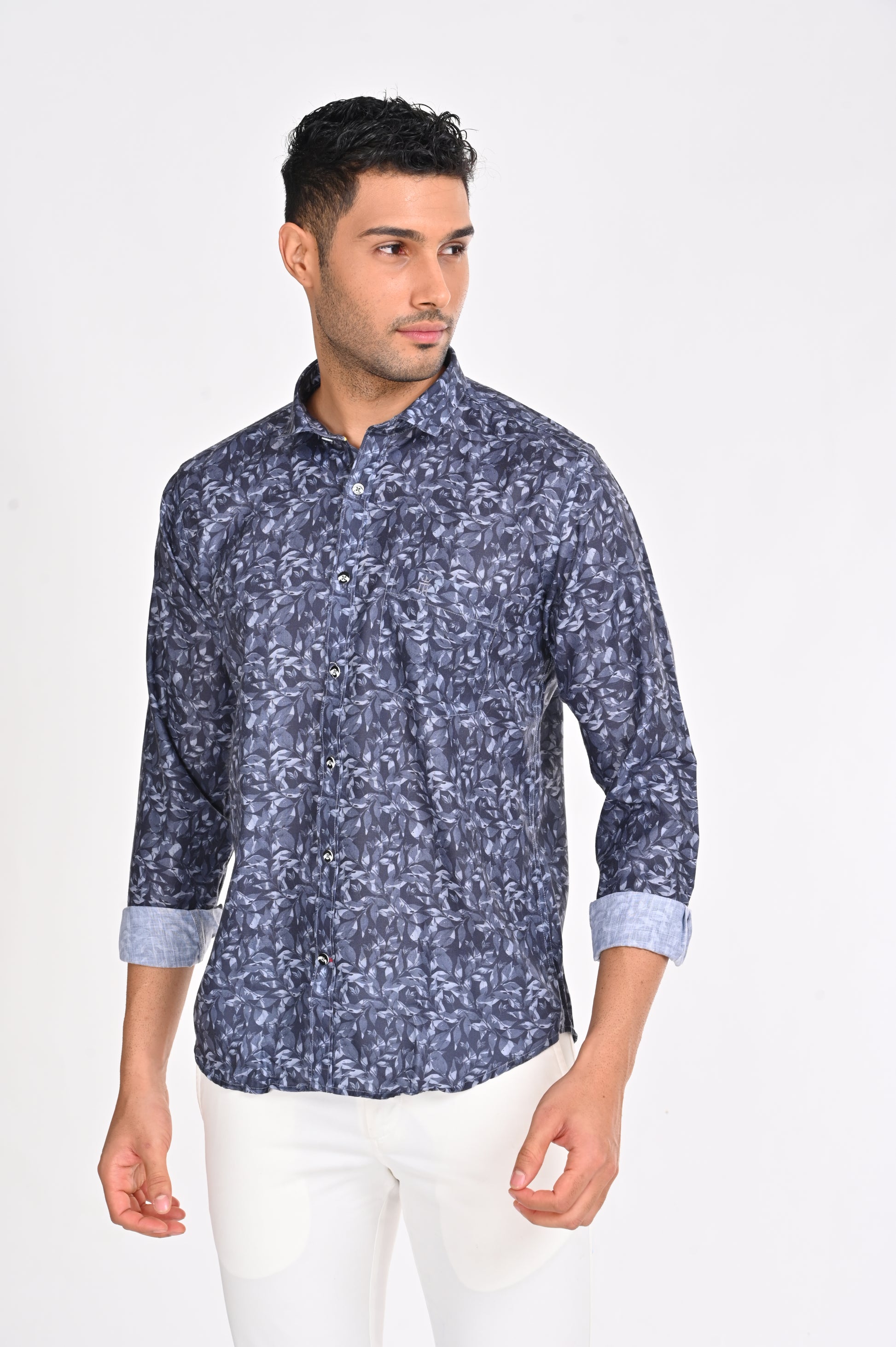 BUY NEWSMAKER SLIMFIT FULL SLEEVE DARK BLUE SHIRT ONLINE