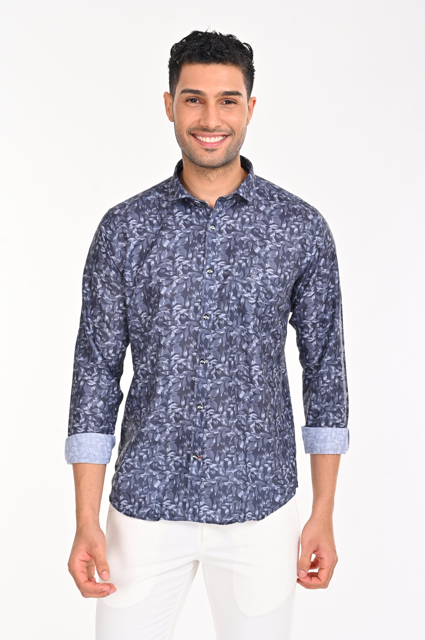 NEWSMAKER SLIMFIT FULL SLEEVE DARK BLUE SHIRT 