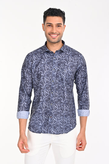 NEWSMAKER SLIMFIT FULL SLEEVE DARK BLUE SHIRT 