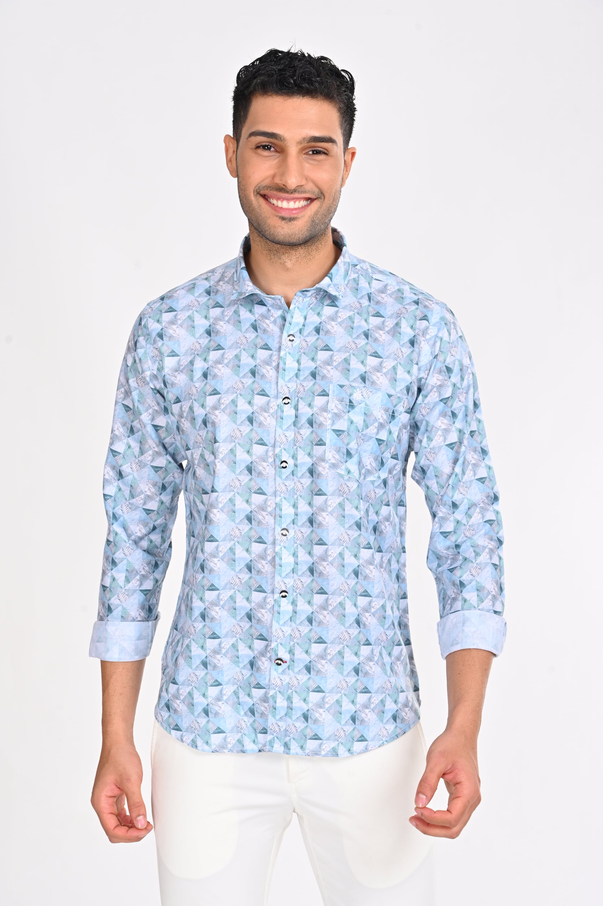 NEWSMAKER SLIMFIT FULL SLEEVE LIGHT BLUE SHIRT