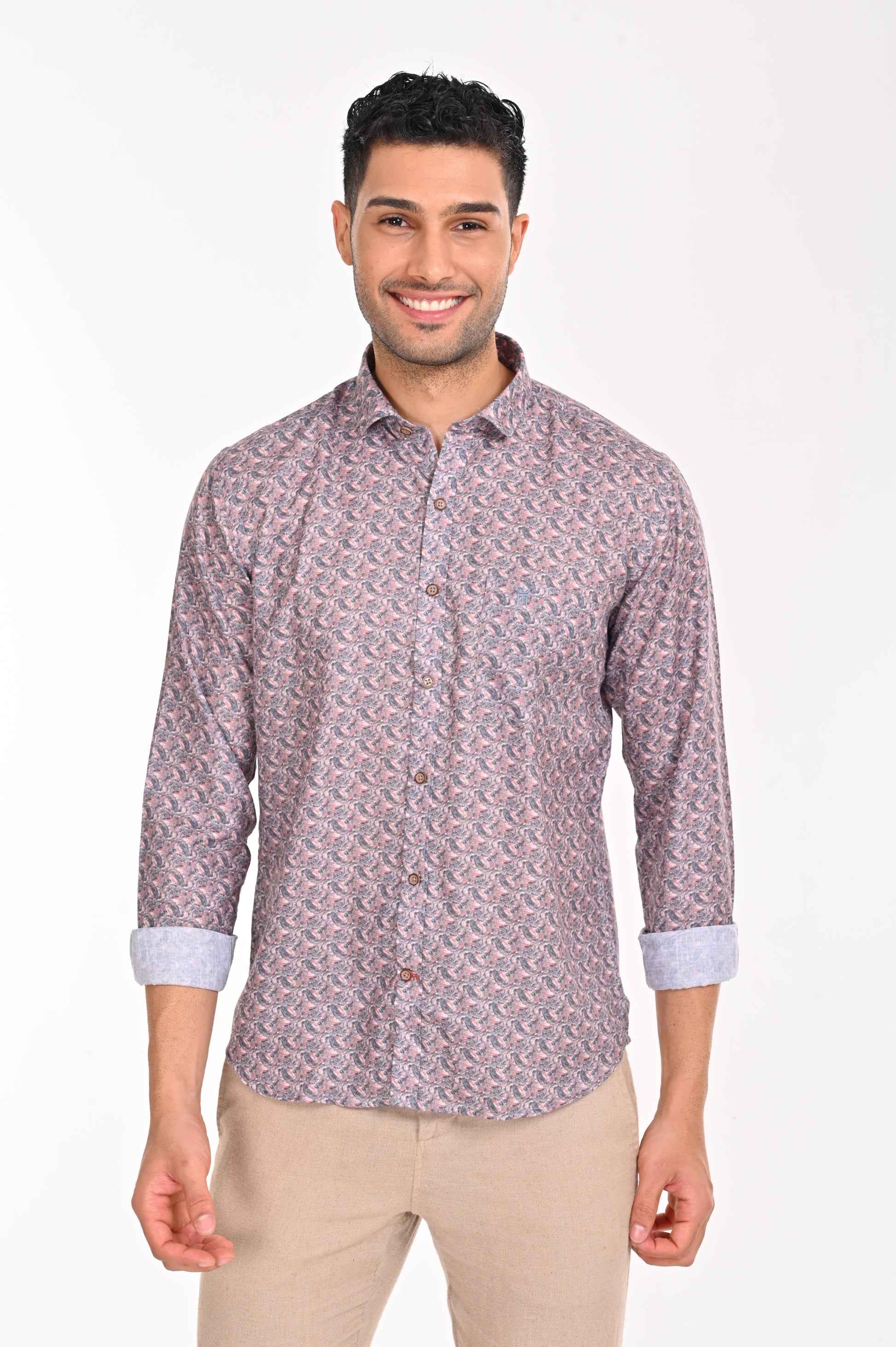 NEWSMAKER SLIMFIT FULL SLEEVE CREME SHIRT