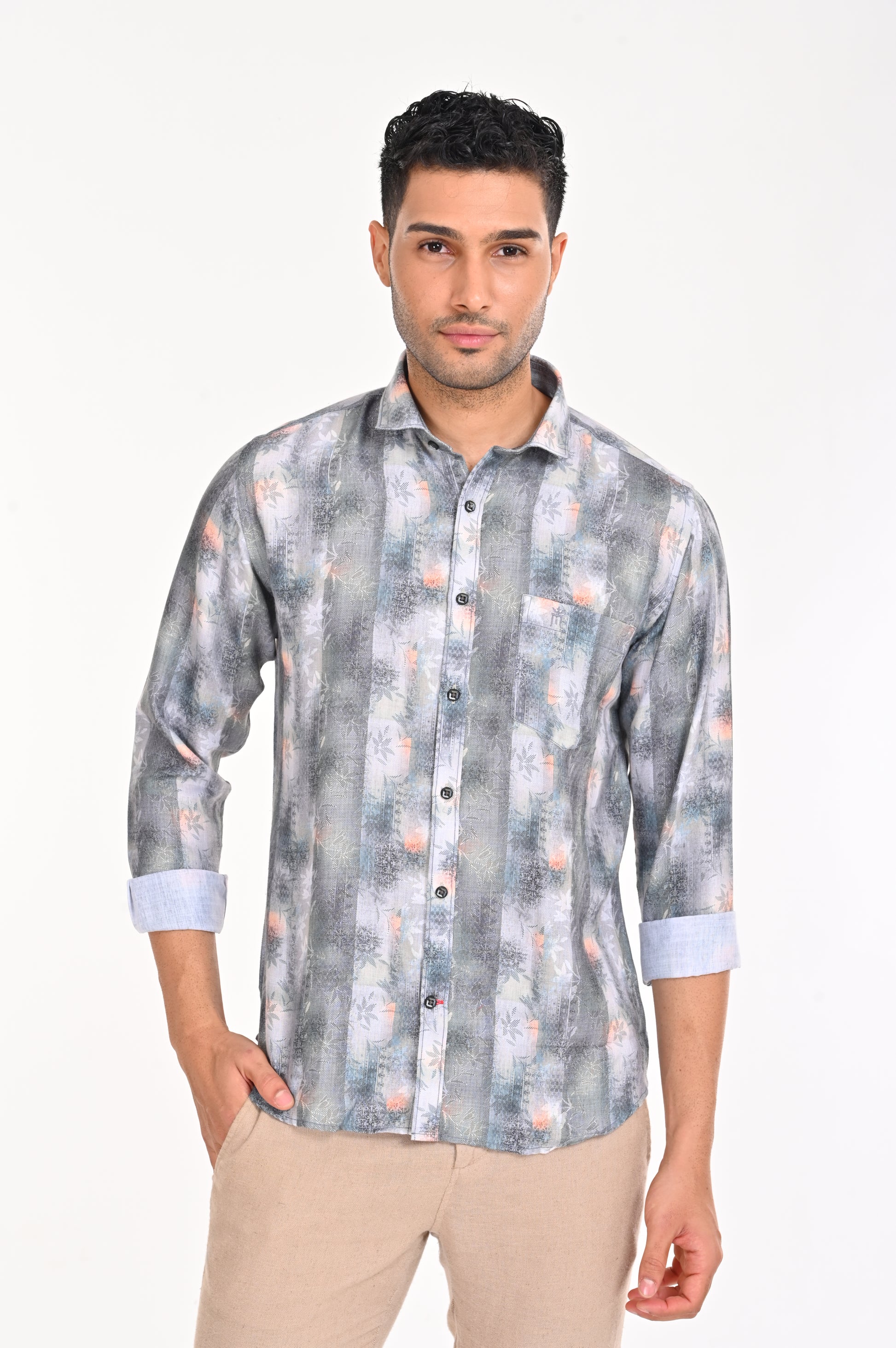NEWSMAKER SLIMFIT FULL SLEEVE GREY MEN SHIRT ONLINE