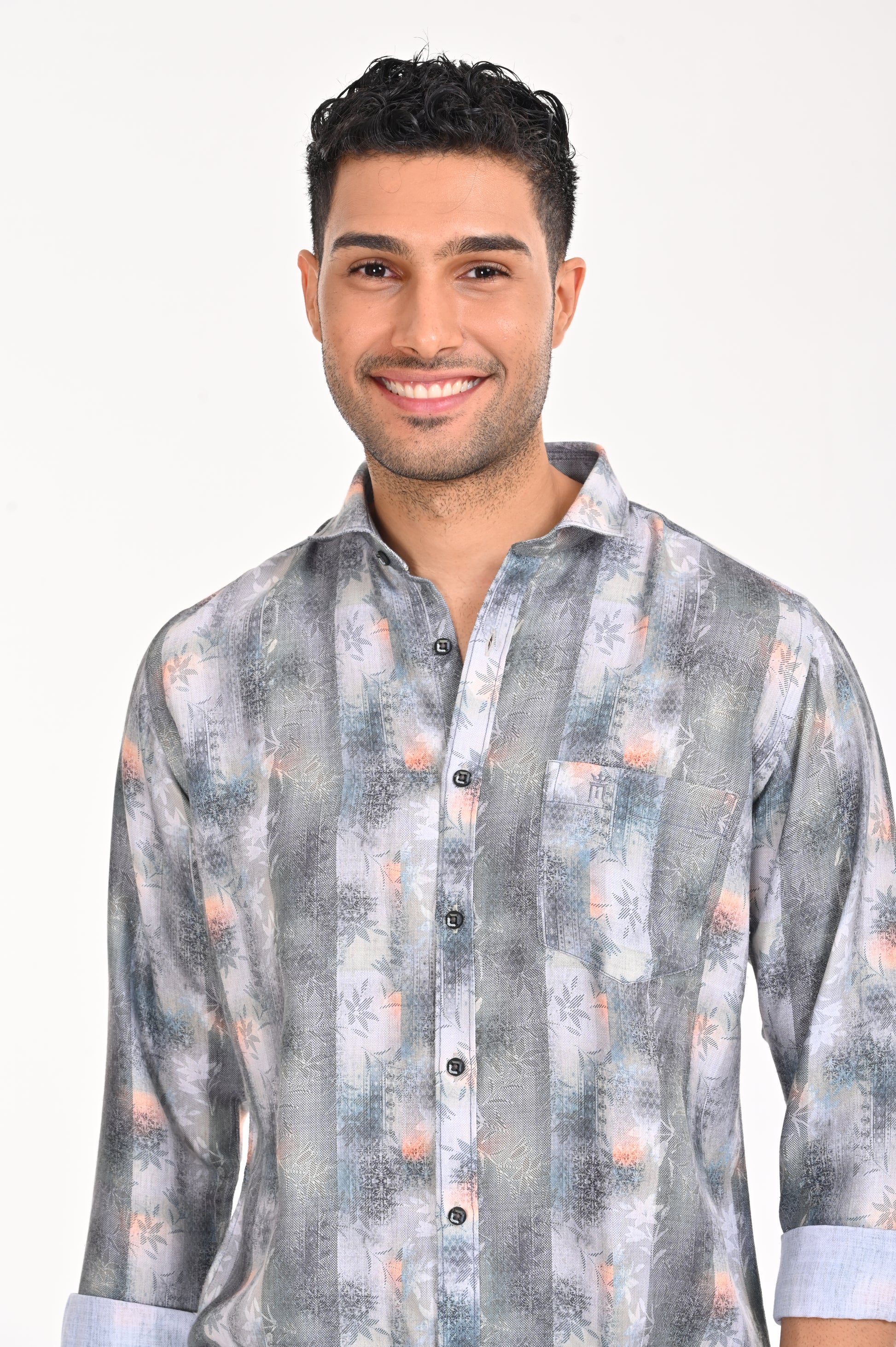 BUY NEWSMAKER SLIMFIT FULL SLEEVE GREY MEN SHIRT ONLINE